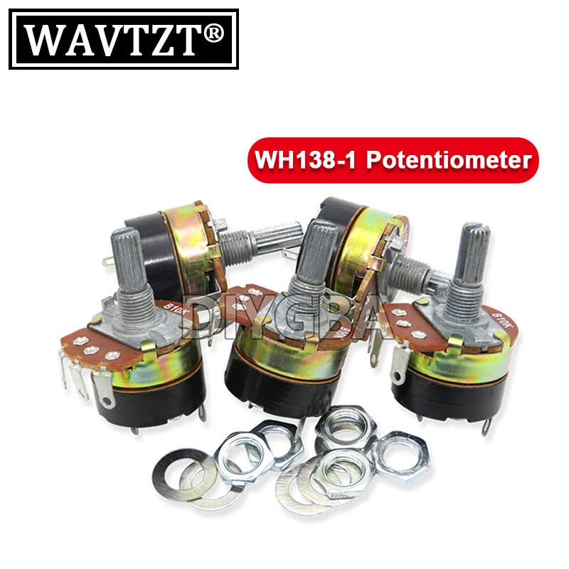 

5PCS WH138-1 Potentiometer Adjustable Resistance B5K B10K B20K B50K B100K B250K B500K 10K 100K WH138 peed Regulator With Switch