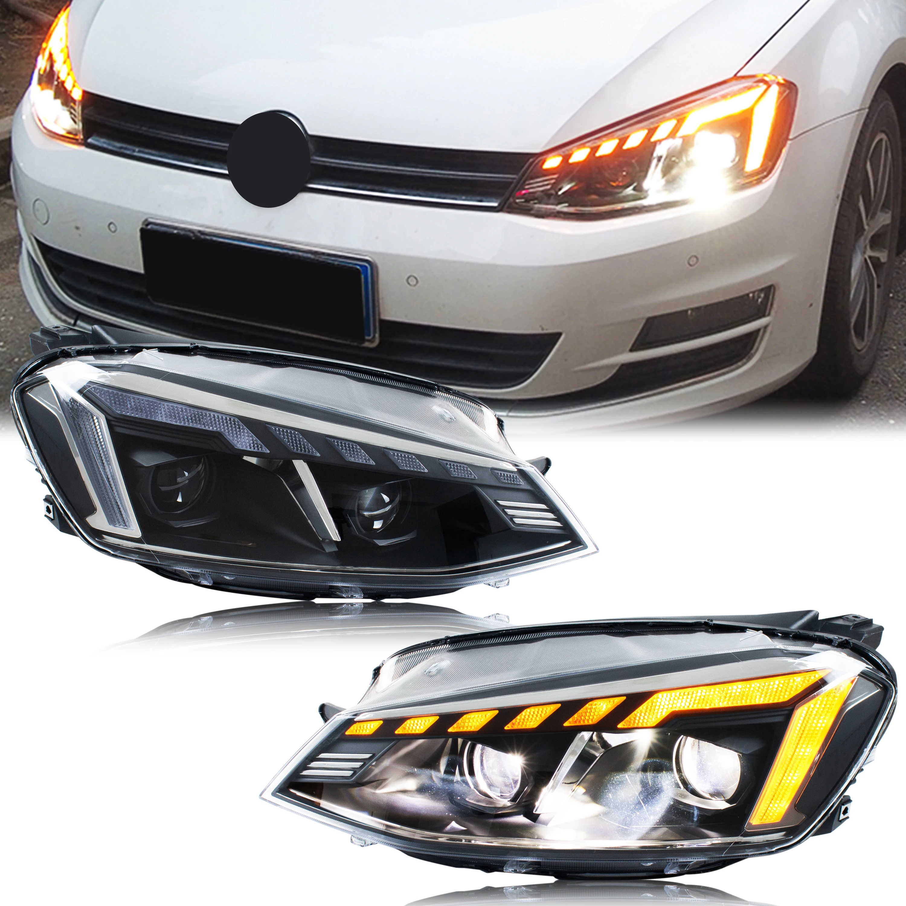 

LED Headlights for Volkswagen VW Golf 7 MK7 VII 2015-2017 Start-up Animation Sequential Turn Signal Front Lamps Assembly