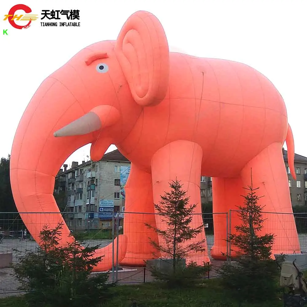 

4m/5m/6m Pink Inflatable Elephant Model Eye-Catching Inflatable Animal Ground Balloon for Decoration with Blower