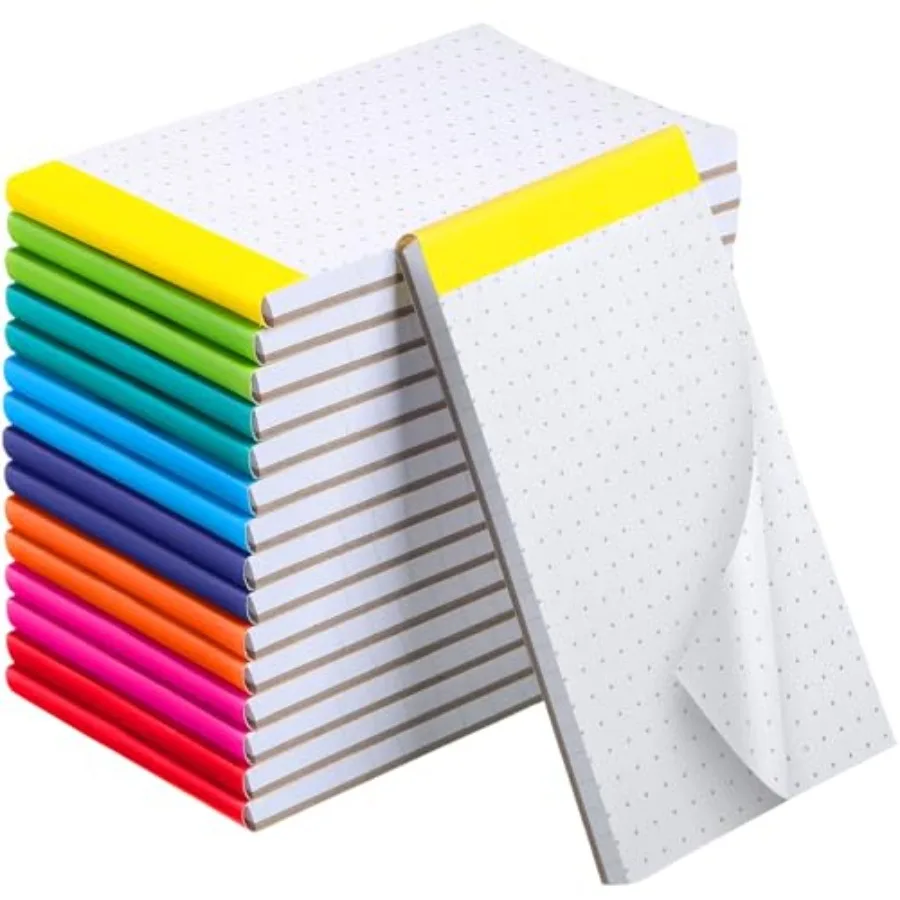 

16 Pcs 3'' x 5'' Dot Notepads - Mini Paper Pads, Perforated Assorted Color Tops, 50 Sheets Per Memo Pad, 80Gsm Paper Pads Small