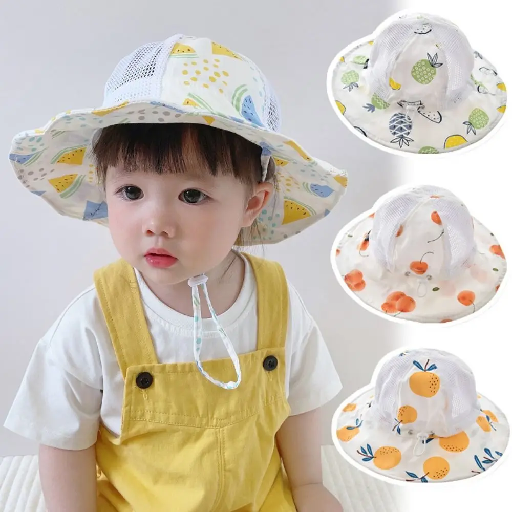 

UV Protection Cartoon Children Sun Hat Thin Fruit Print Baby Fisherman Cap Breathable Adjustable Bucket Hat Beach Travel