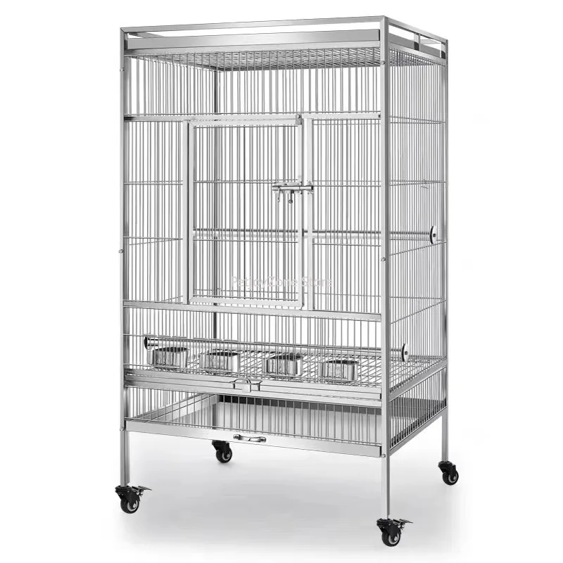 

USMILEPET Best Seller Large Stainless Steel Bird Cage For Parrot Bird Aviary With Stand Wheels And Playtop Breeding Cage