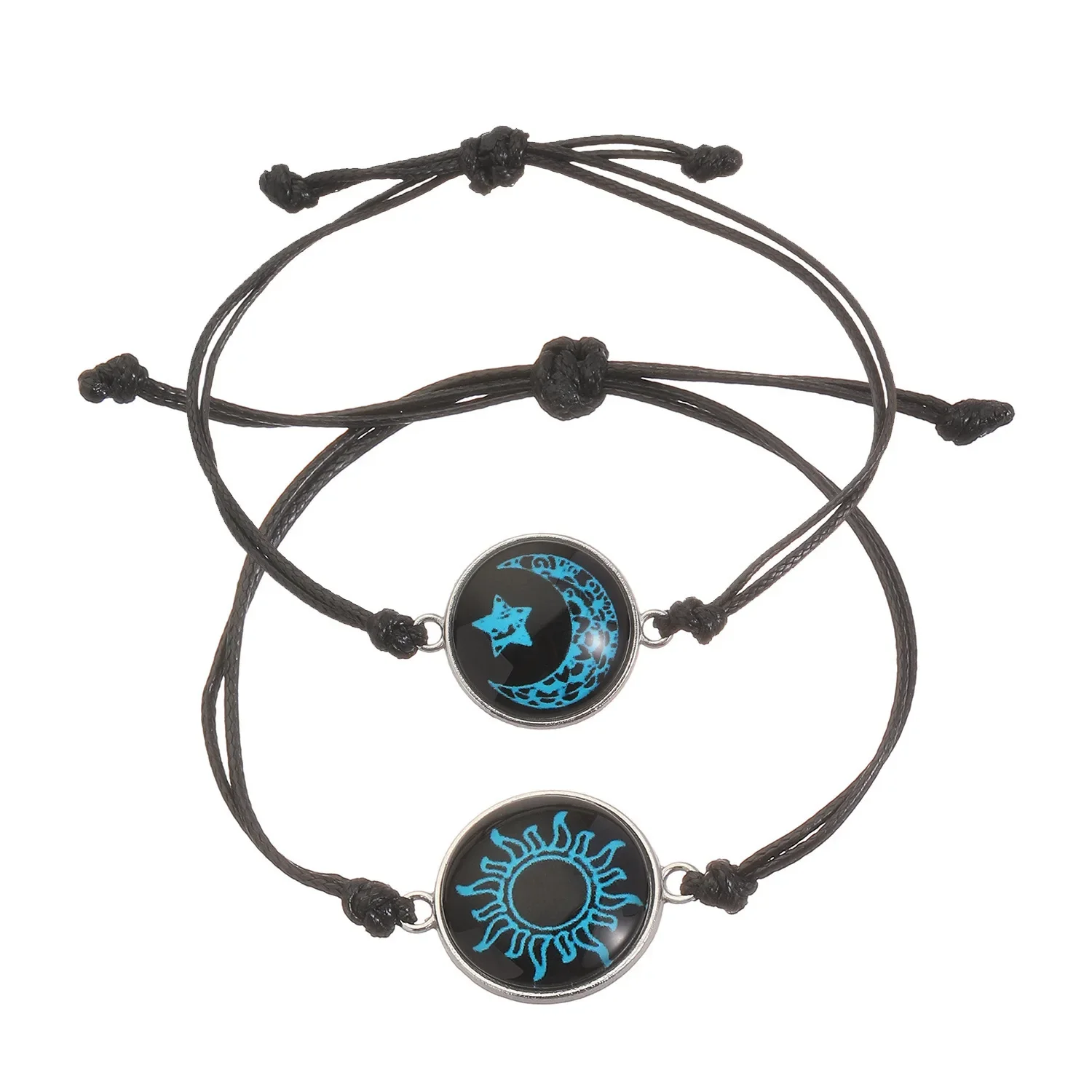 Sun Moon Couple Bracelets for Lovers, Adjustable Hand-Woven Rope Love Jewelry for Men Women, Valentine's Day Gift for Him Her