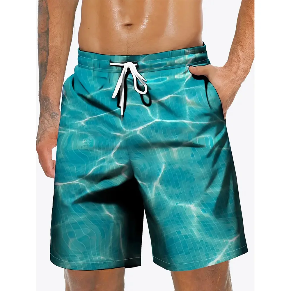 Pantaloni da spiaggia da uomo pantaloncini stampati 3D scintillanti d'acqua pantaloncini traspiranti estivi da uomo pantaloncini da strada Fitness Ropa Hombre da uomo