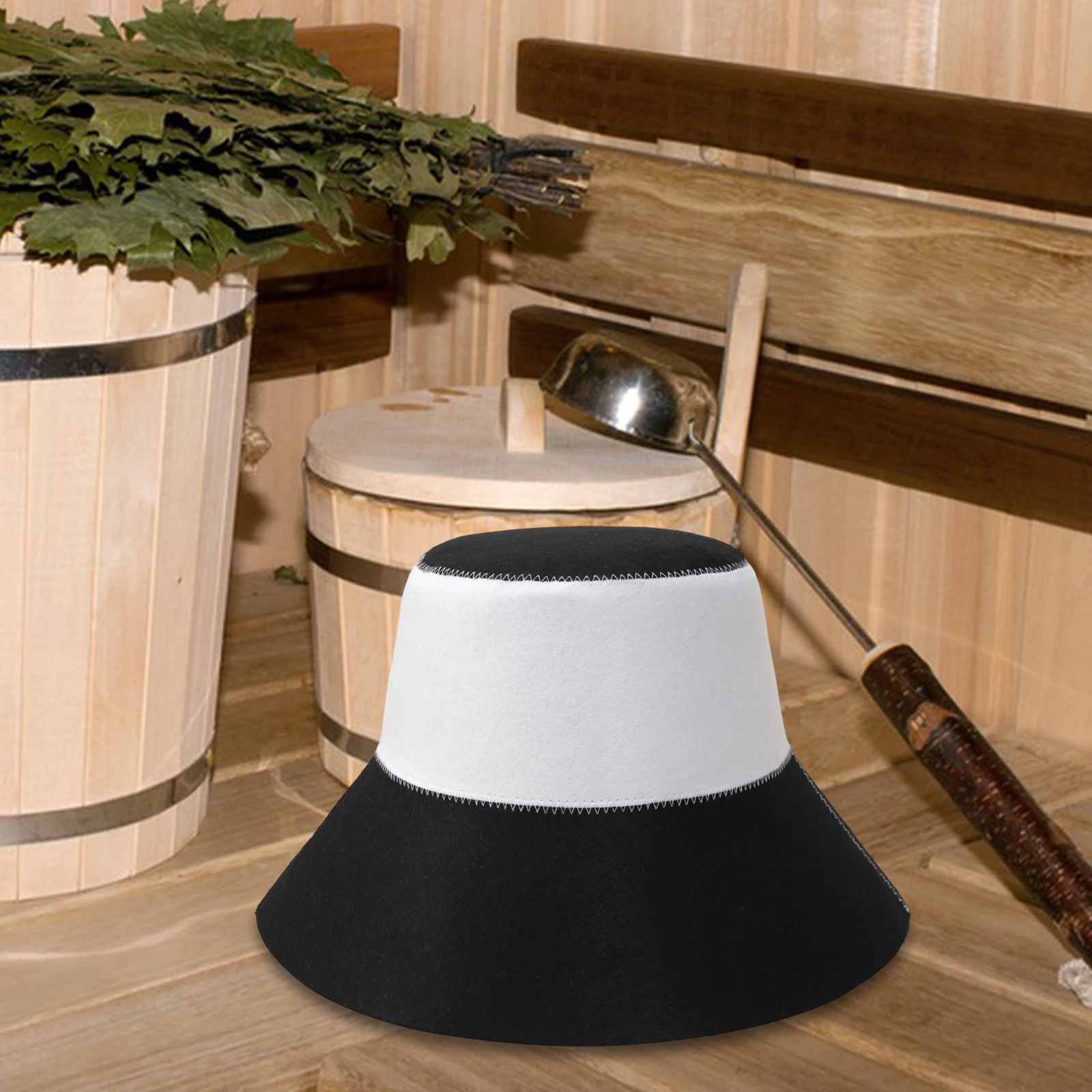 Sauna Felt Cap Bath Hat Sauna Hat Diameter 15.5cm Durable Good Water Absorption Hand Wash Recommended Portable for Men Women