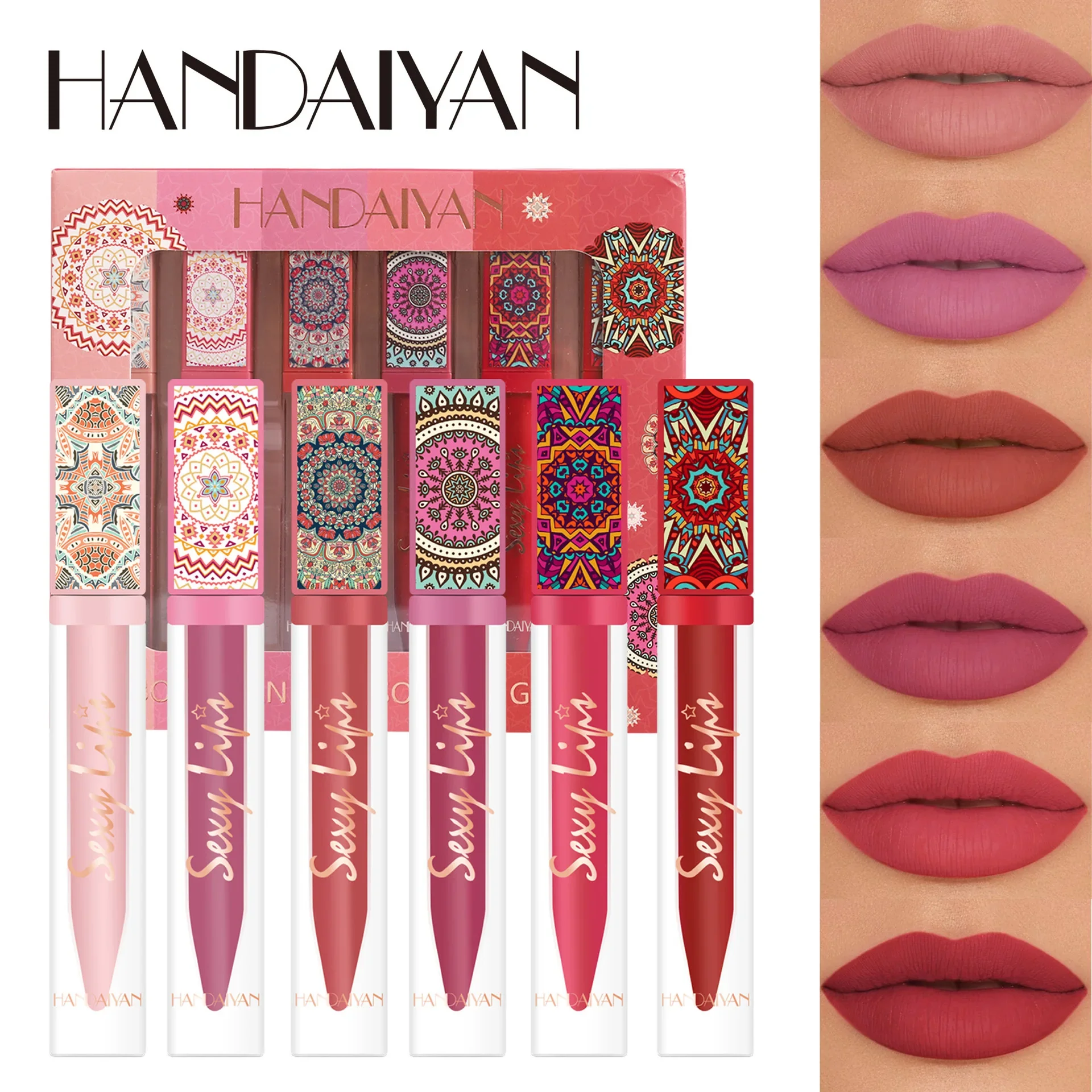 

Bohemian Rhapsody Long Wearing Color Lip Gloss Velvet Matte Lipstick Set, Long Lasting and Plump Delicate, 7.2ml*6pcs/set