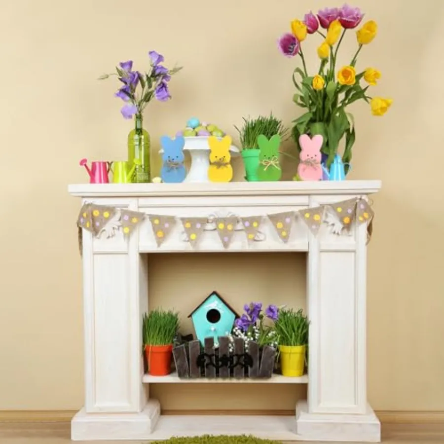 イースターデコレーション 4個入り イースターピープスデコレーション イースター木製サイン 段階式トレイ用 イースターテーブルデコレーション 素朴な自立型装飾