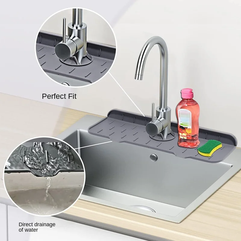 Silicone Sink Splash Guard Kitchen Faucet Absorbent Mat Water Draining Pad Countertop Protector Table Cushion Place Mat Bathroom