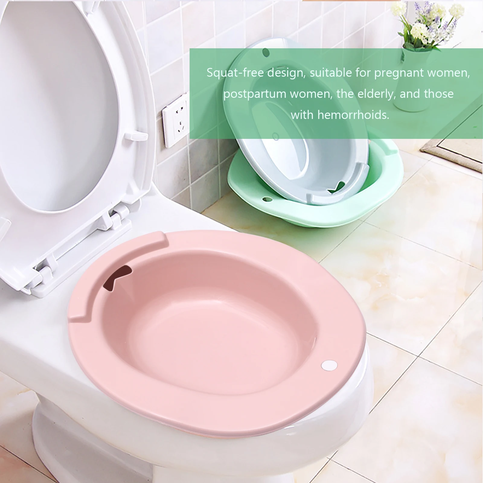 

Squat-Free Soft Seat Pp Wash Basin For Women Pregnant Hemorrhoids Care Hanging Hole Non-Slip Toilet Soaking
