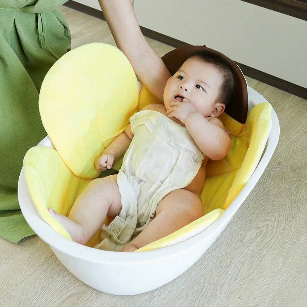 Cartoon Bee Baby Shower Bath Tub Pad Non-Slip Newborn Bathtub Mat Safety Nursing Foldable Support Comfort Body Cushion Mat