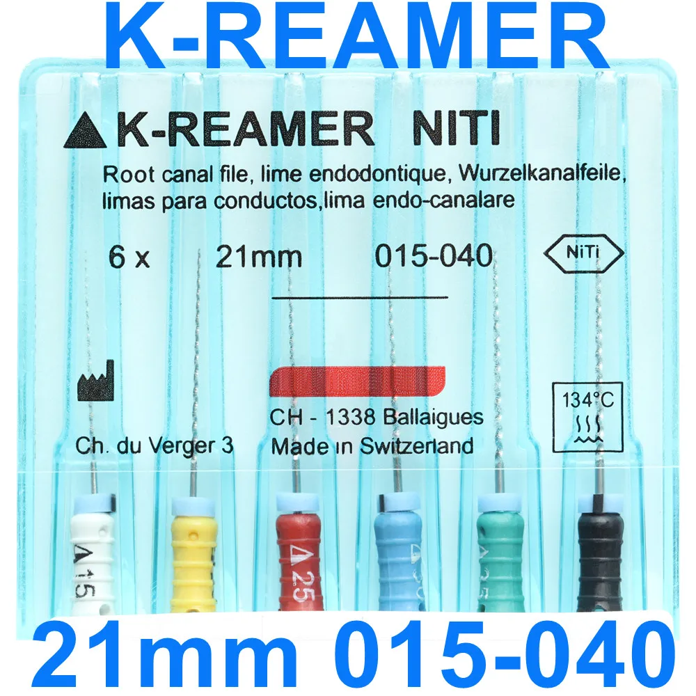 5 عبوات من ملفات K-FILE / K-REAMER / H-FILE NiTi المرنة لقناة الجذر إندو K للاستخدام اليدوي من النيكل والتيتانيوم لطب الأسنان