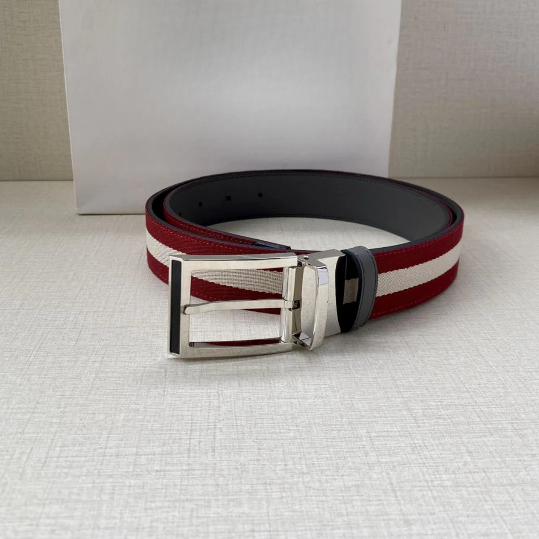 

Fashion B Design Belts Patchwork Striped Belts Leather Canvas Male Strap Luxury Causal Men Business Waistband