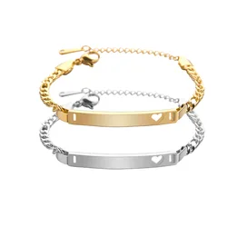 Stainless Steel Bracelet Blank For Engrave To Record Metal ID Plate Herat Bracelet Mirror Polished Wholesale 10pcs