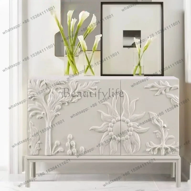 

Entrance cabinet shoe cabinet solid wood living room wall storage side cabinet entrance foyer decorative