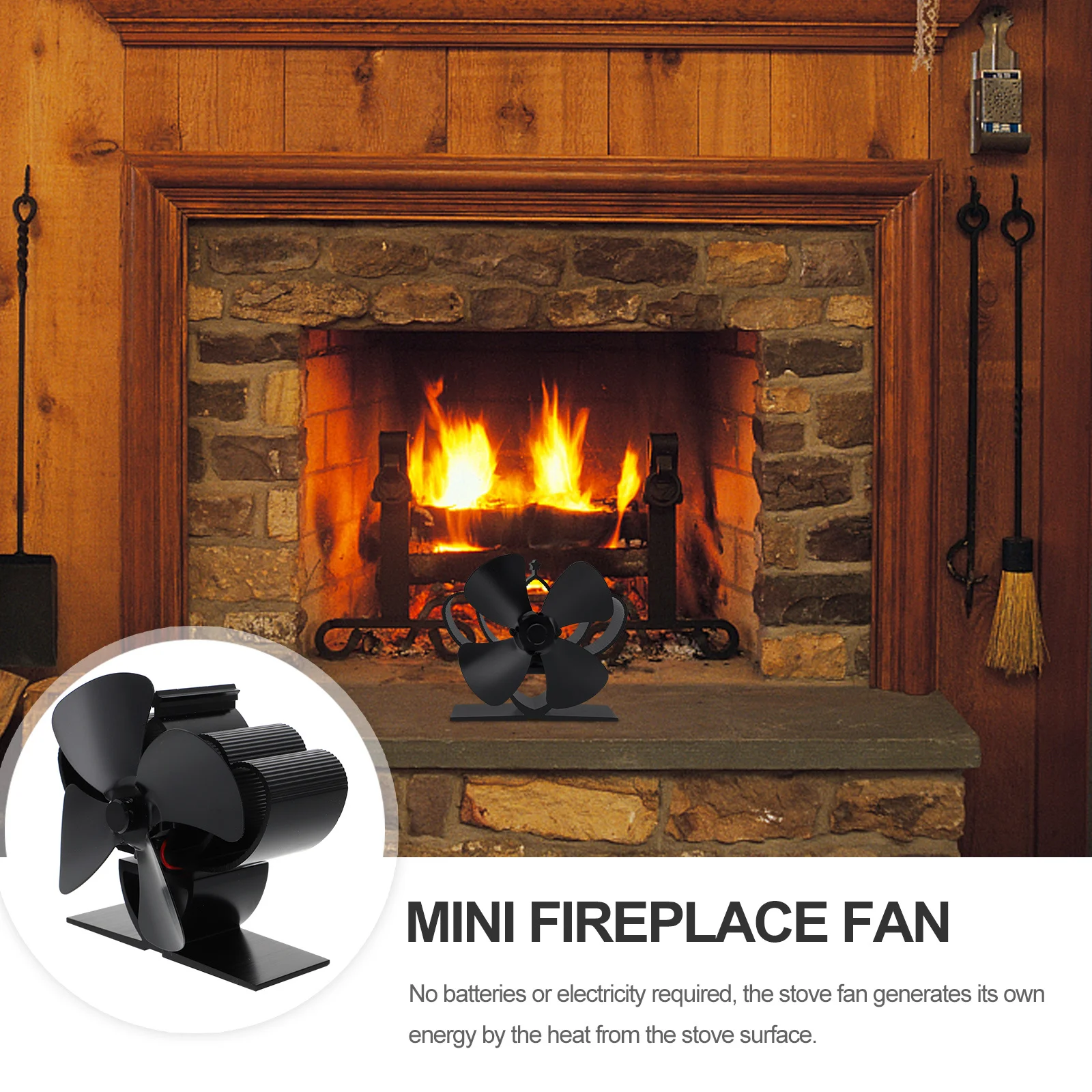 

1Pcs Stove Fireplace Fan Heat Powered Wood Burning Silent Fan Efficient Heat Circulation Metal Home Heater