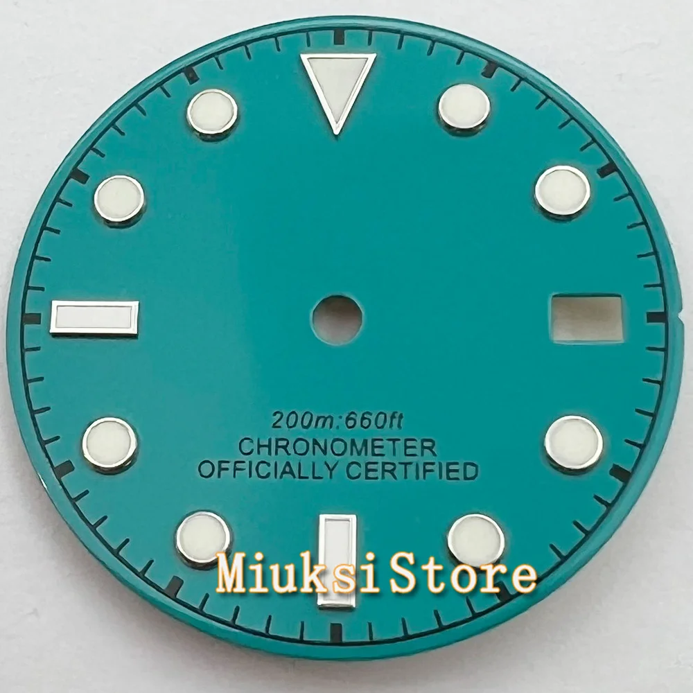 

29mm sky blue watch dial luminous With date window fit NH35 movement Watches Automatic Movement