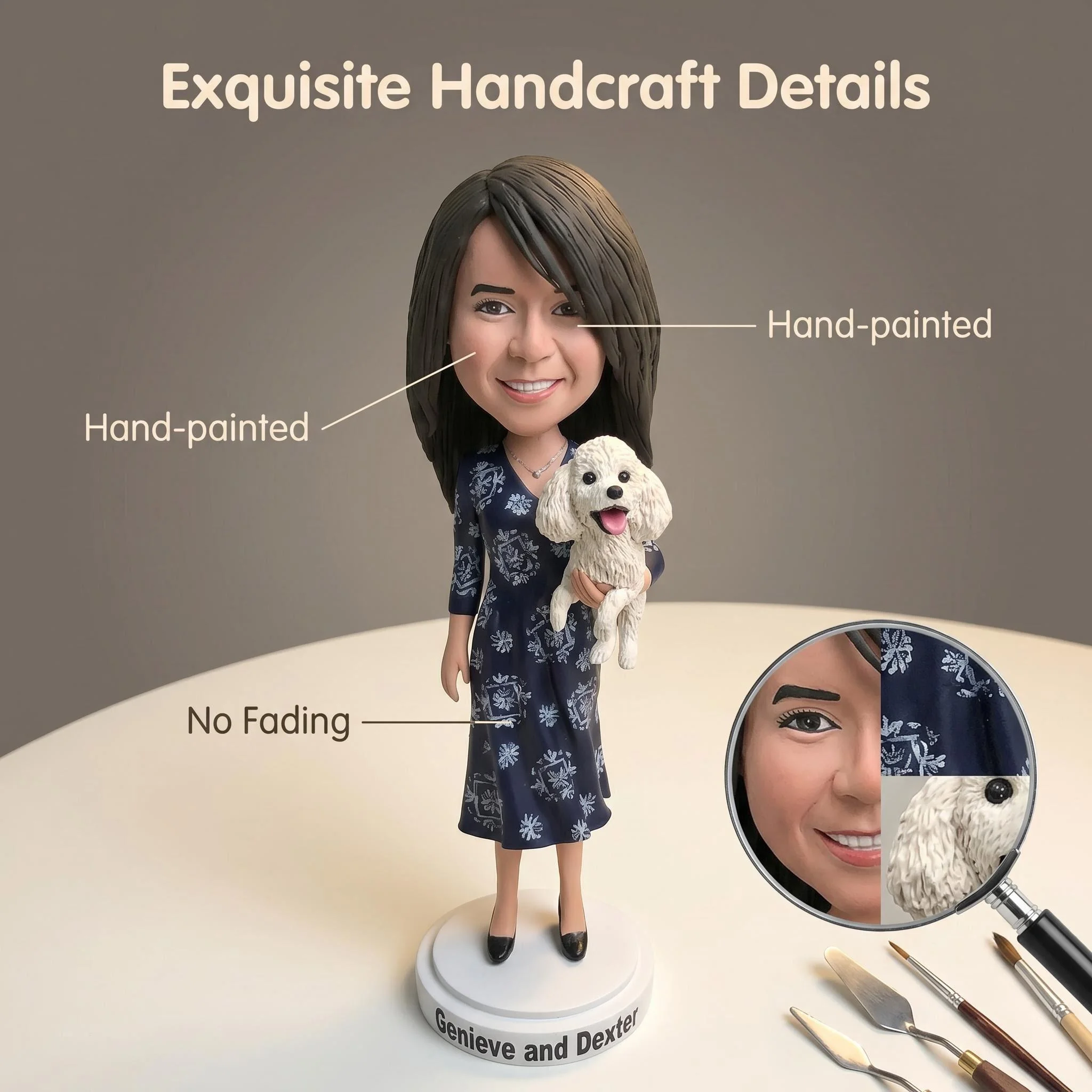 

Handmade Single Portrait Bobblehead Clay Doll From Picture Custom Full Body Personalized Figurine Sculpture Art Detail Craft