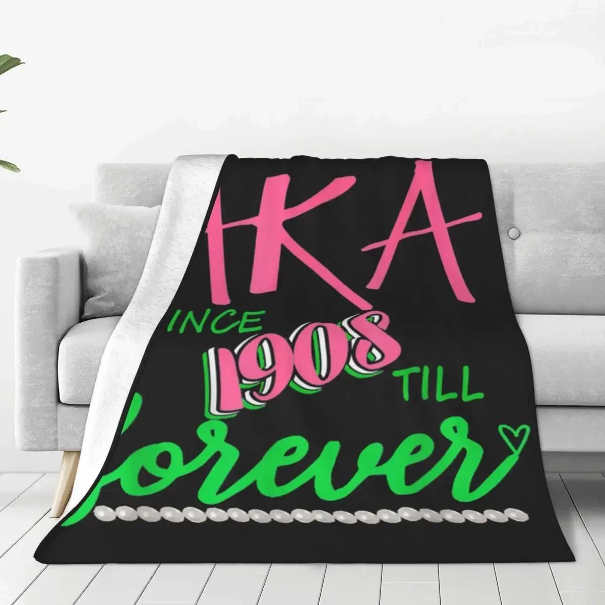 AKA Sorority Kappa Soft Warm Blankets Pink And Green Travel Office Throw Blanket Winter Flannel Bedspread Sofa Bed Cover