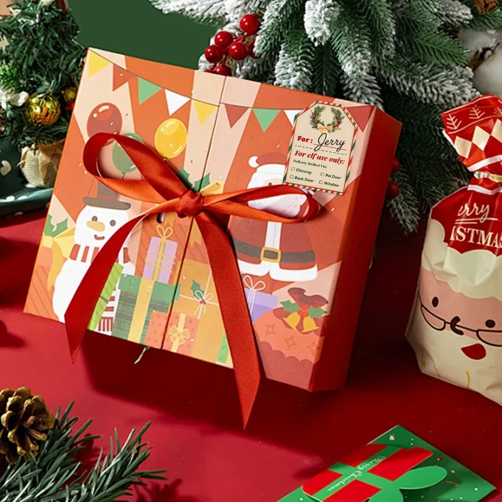 500 szt. Prezent na Boże Narodzenie naklejki w rolce wykwintne dekoracje na prezenty świąteczne naklejka z imieniem i nazwiskiem materiały do ​​ręk wodoodporne