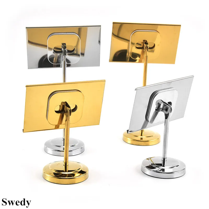 90x55mm Stainless Steel Small Price Label Card Holder Tags Table Number Place Card Holder Sign Holder Display Stand