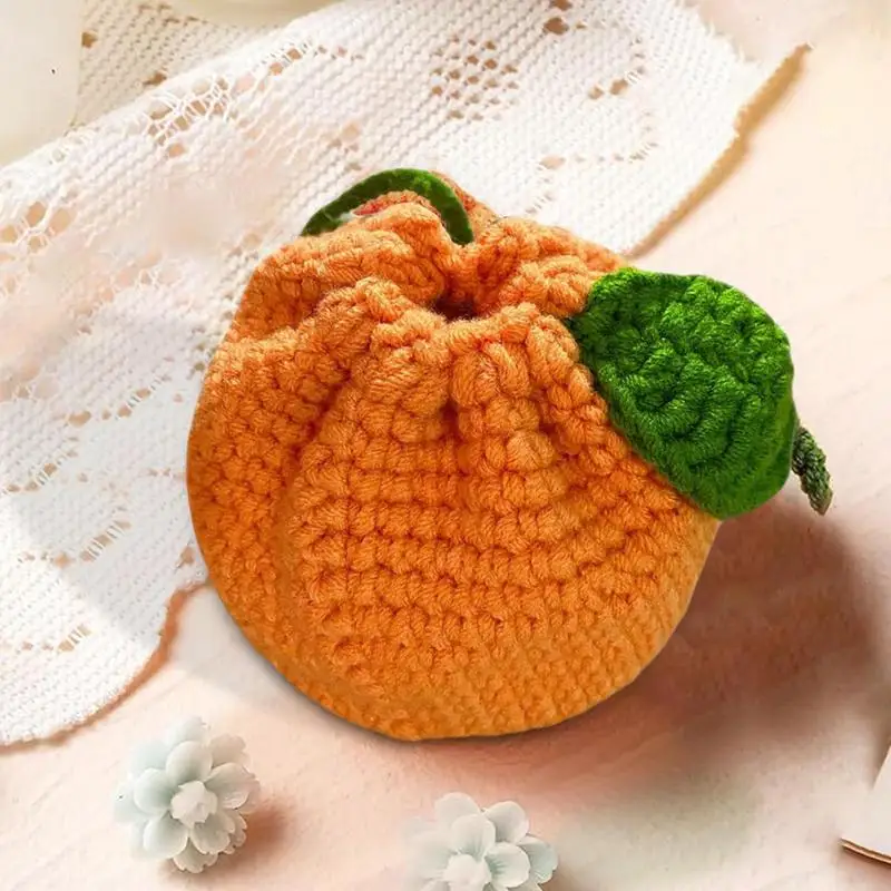 Orange Tangerine Bag Cute Coin Purse Orange-Shaped Crochet Purse Cute Wallet Crochet Tangerine Bag Coin Chargers For Women