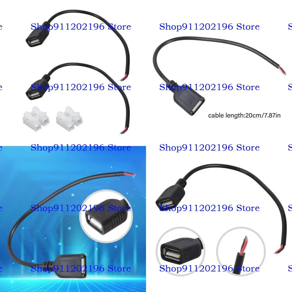 

P82A 20cm USB Pigtail Power Cable Open End Connectors Line For Small Home Appliances