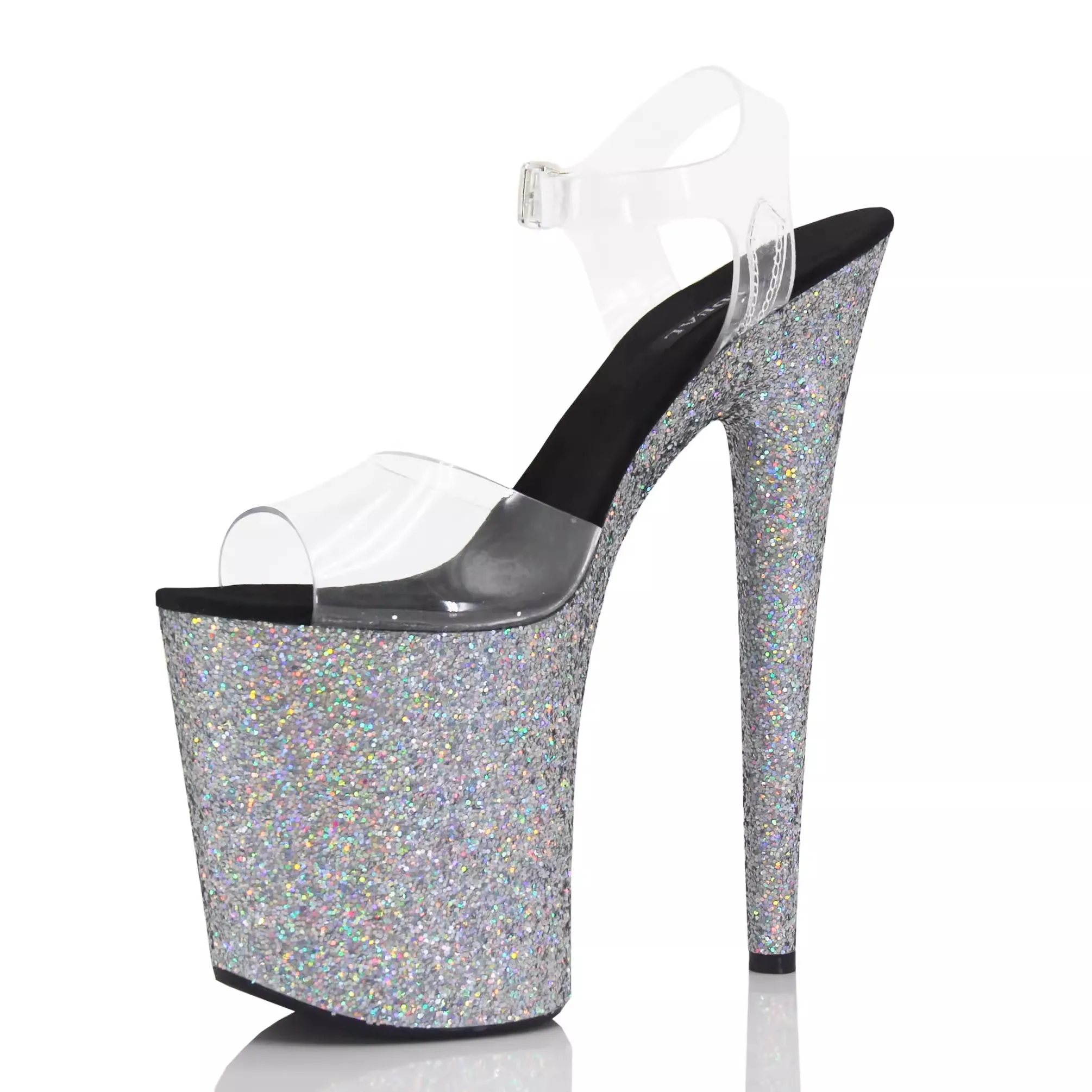 LAIJIANJINXIA New Model Steel Tube Dance Shoes 15cm 17cm 20CM Stage Show Silver Dress Ultra High Heel Sandals