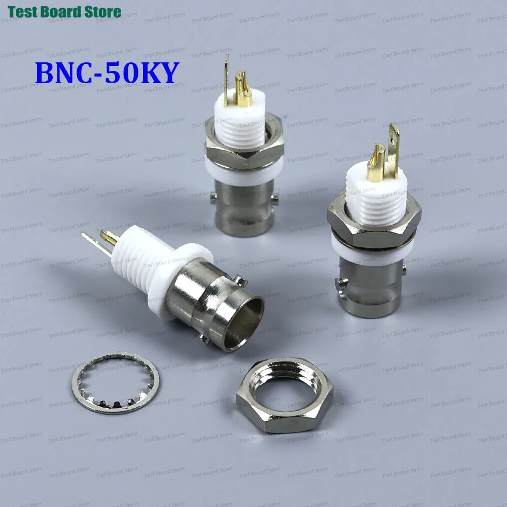 

1-10Pcs 50 ohm BNC-KY insulated white glue BNC socket Q9 female head welding panel bnc female head connector BNC-50KY Q9