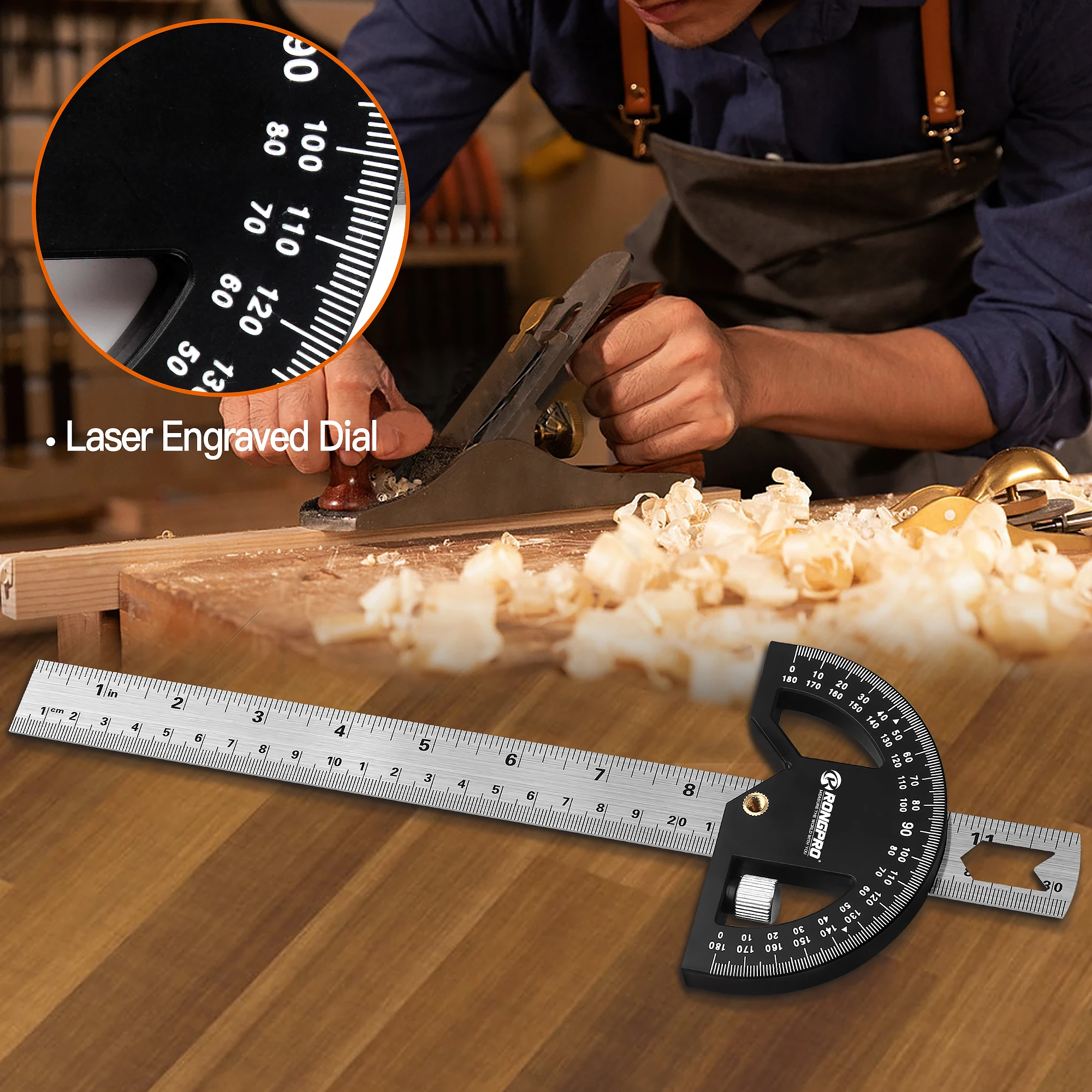 Rongpro 180 ° Multi-function Angle Gauge Goniometer Ruler Measurement Tool Woodworking Tools Meter Angle Finder Multi-angle