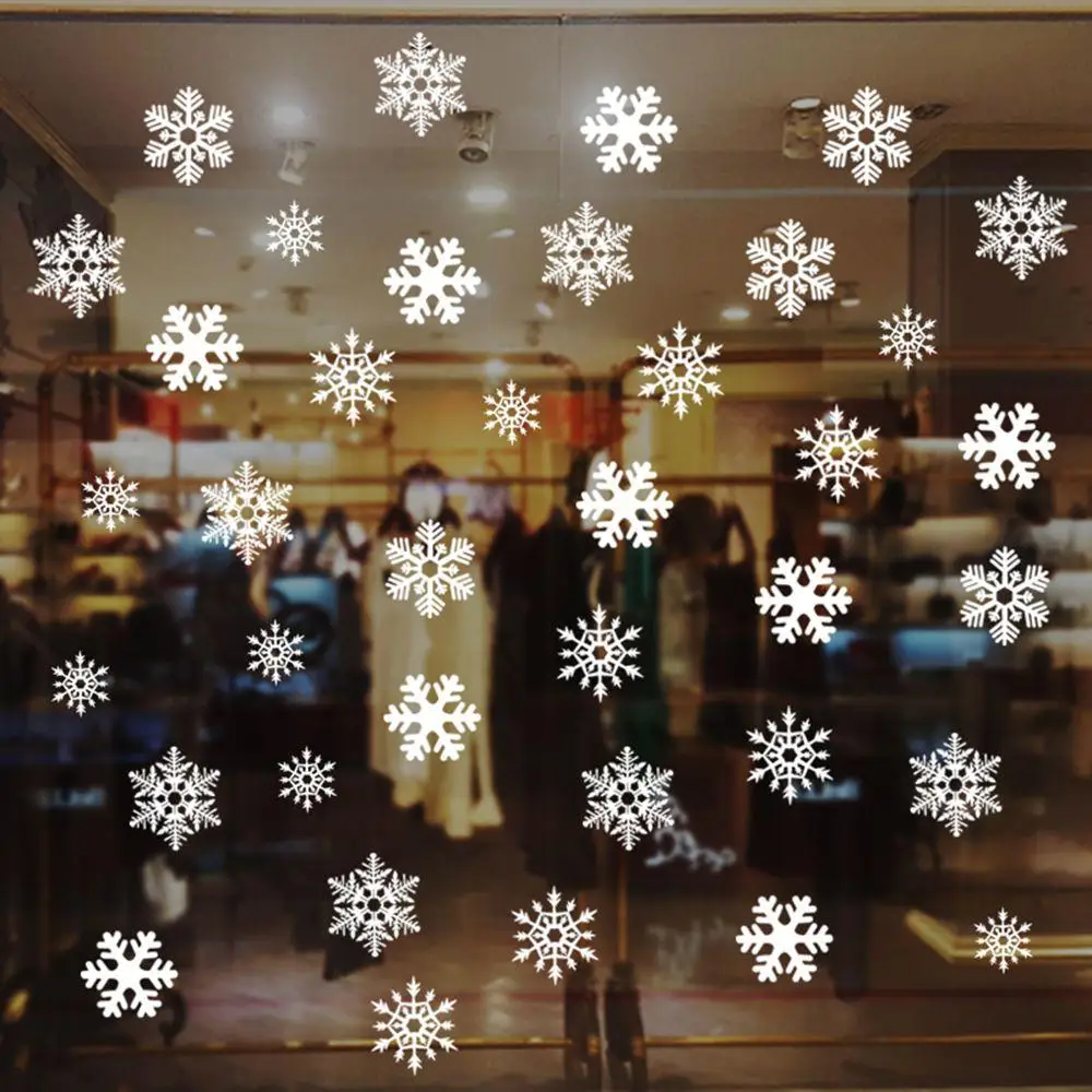 27/38PCS Gift Xmas  Festival Supplies Home Decoration Snow Flakes Decals Shopwindow Ornament Wall Art Christmas Window Stickers view 3