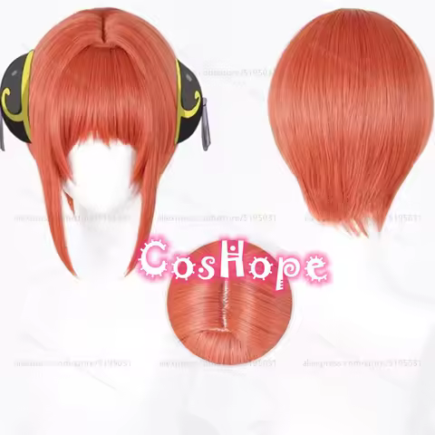 Leader Kagura Cosplay Wig 30cm Short Orange Red Wig Cosplay Anime Heat Resistant Synthetic Wigs Party Hair for Women
