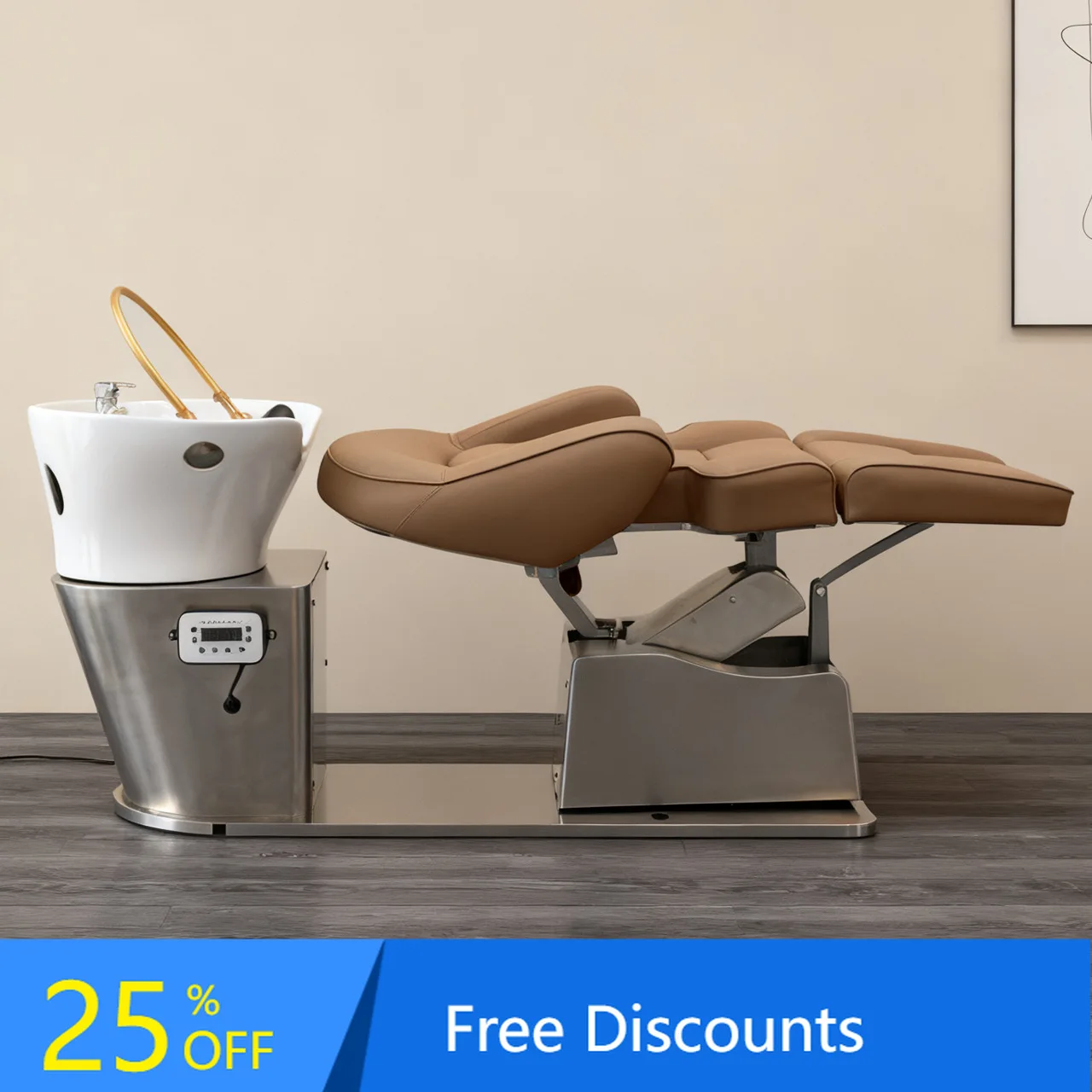Semi-Reclining Hair Salon Shampoo Bed, Salon-Specific Semi-Reclining Ceramic Basin Washing Bed, Beauty Bed