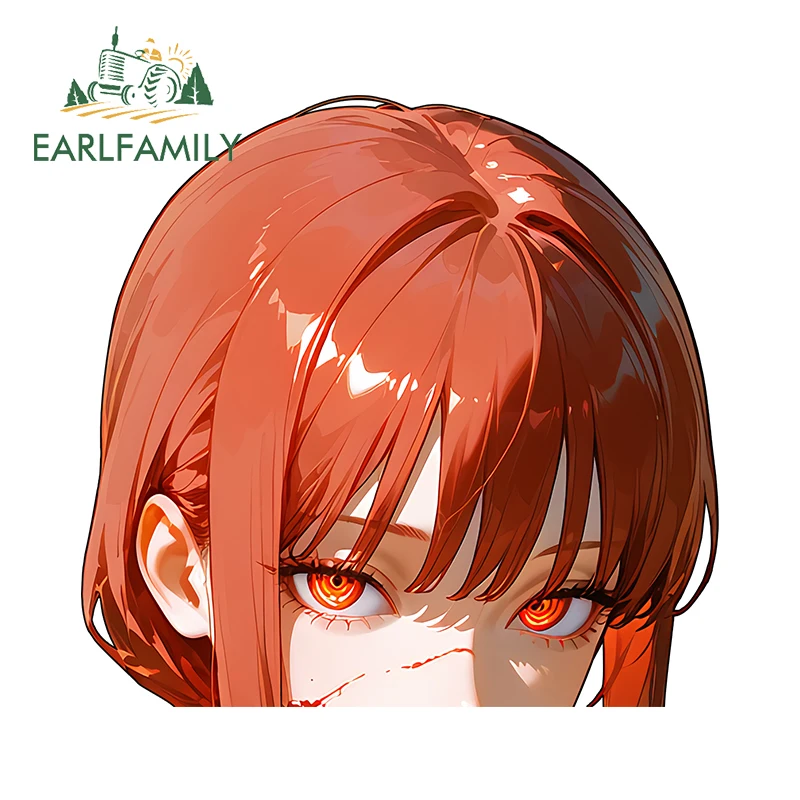 Earlfamily makima anime tapa adesivos de carro vinil personalidade prancha espelho retrovisor peeker decalque atv decoração criativa