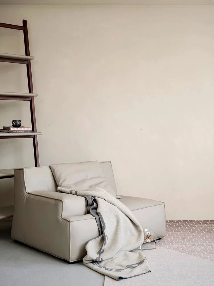 Calfskin floor-to-ceiling sofa "glacier gray" fre e combination module s ofa