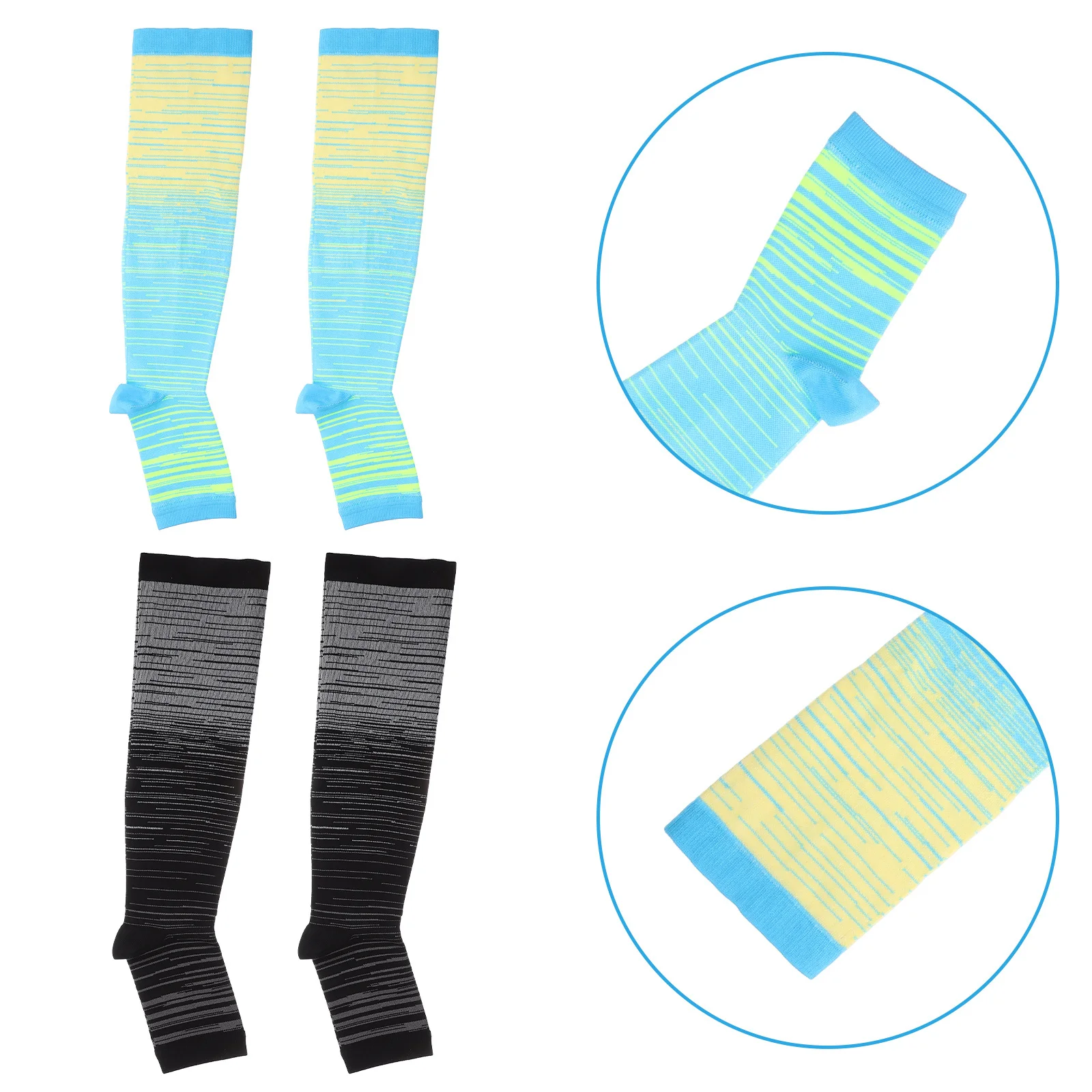 

2Pairs Open Toes Compression Size Knee High Toeless Leg Sleeves Athletic Supports Pilates Yoga Socks