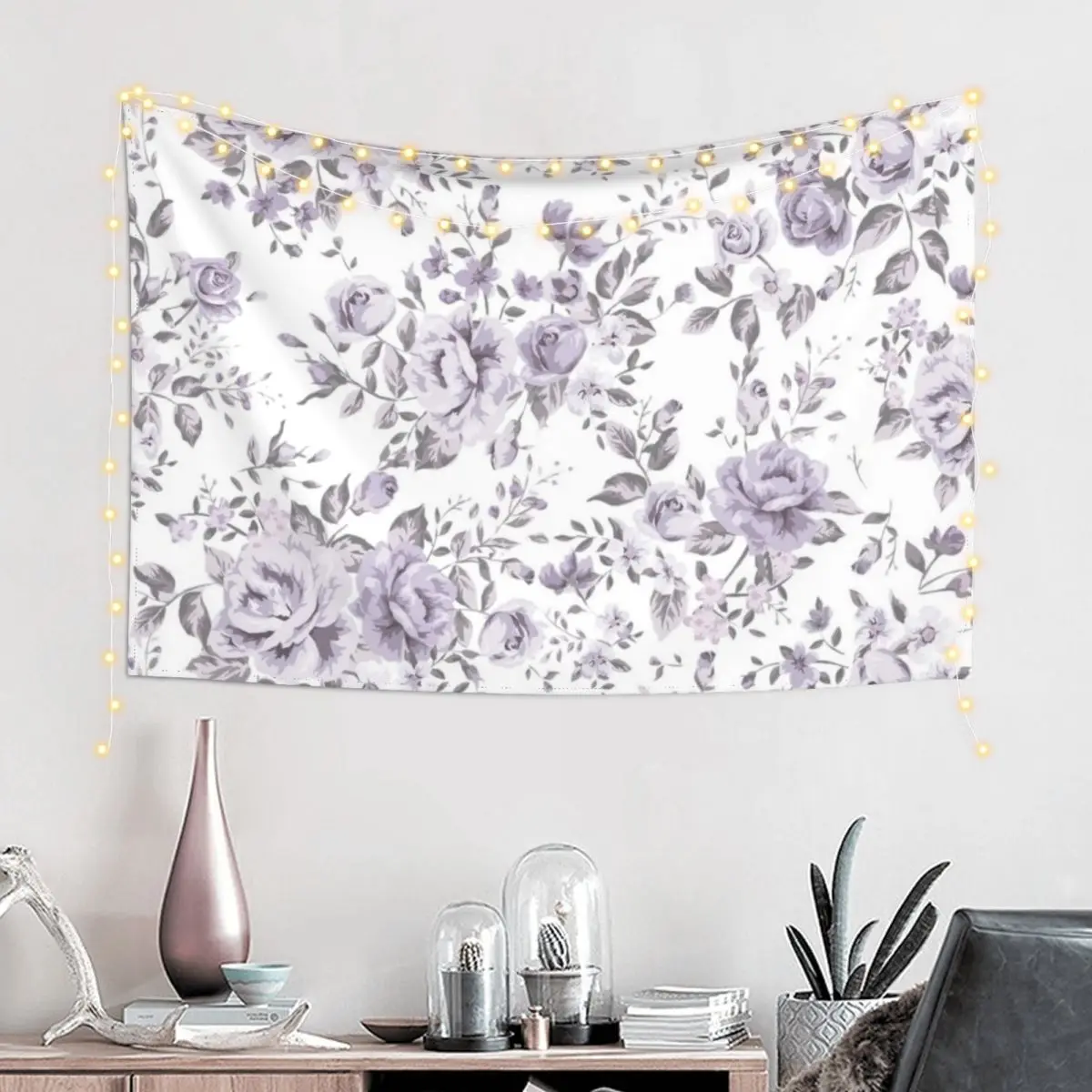 FLORAL VINTAGE ROSES MAUVE WHITE Tapestry Bedrooms Decor Room Decor Decoration For Bedroom Room Aesthetic Decor Tapestry