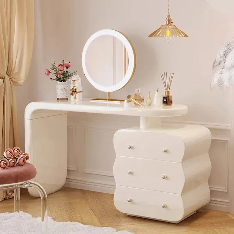 

Full Set White Vanity Table Wooden Aesthetic Beauty Drawers Bedroom Dresser Living Room Luxury Coiffeuse Chambre Furniture