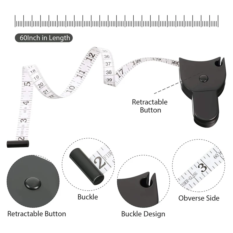 4 шт., измерительная лента для измерения тела, 60 дюймов