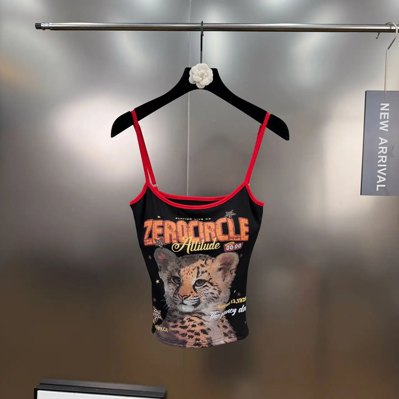 

Summer Retro Style Animal Print Chest Cushion Tank Top High Street Slim Fit Design Young Girls Tops Night Club Bar Camisole