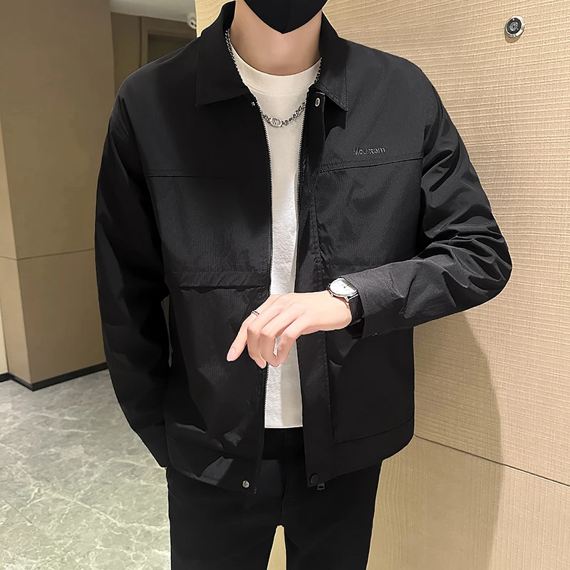 

Casual Collared Men's Jaet Spring Autumn Color Versatile Outerwear Spor Loose Fit Long Sve Regular Length