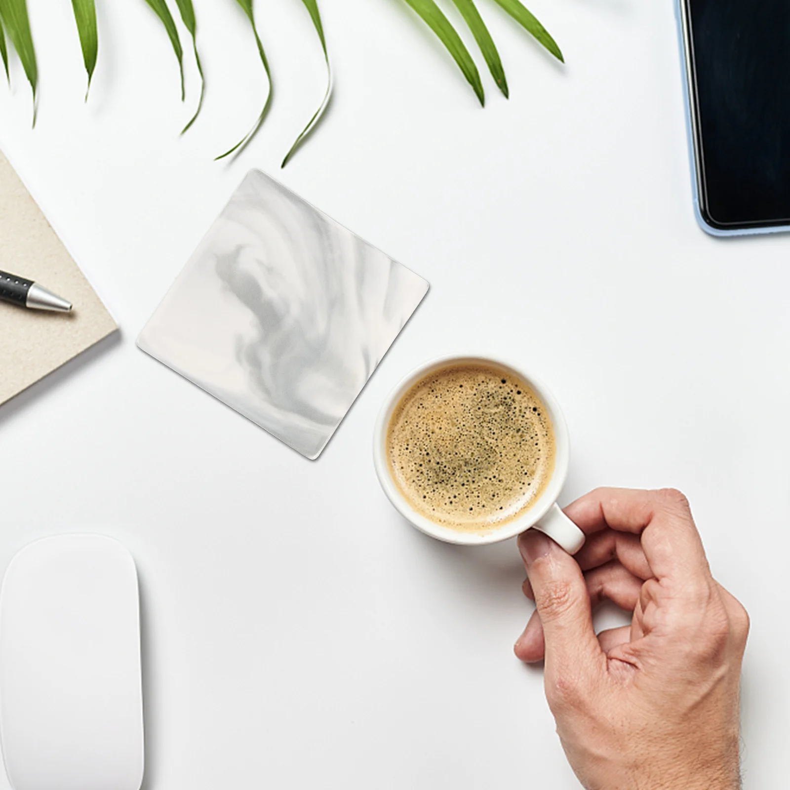 

4Pcs Decorative Marble Cup Coaster Ceramic Heat Resistant Table Pad Easy Clean Desktop Accessories Table Mats