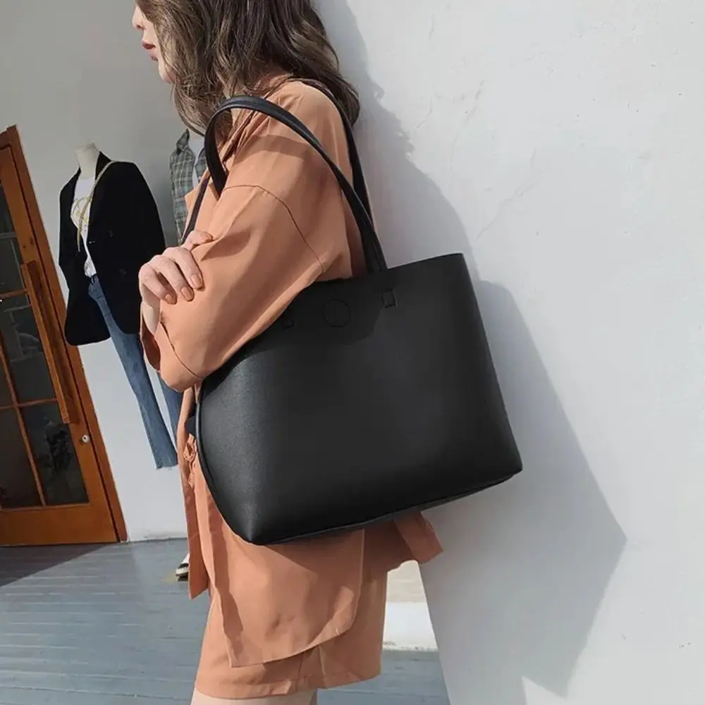 

Minimalist Design Underarm Tote Bag Pu Leather Korean Style Sweet Shoulder Bag Solid Color Zipper Luxury Handbag Female