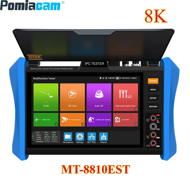 

MT-8810EST 8K H.265 CCTV Fiber Cable Tester with 8-Inch Display Integrated OTDR Built-In Camera IP SFP OPM and VFL Functions