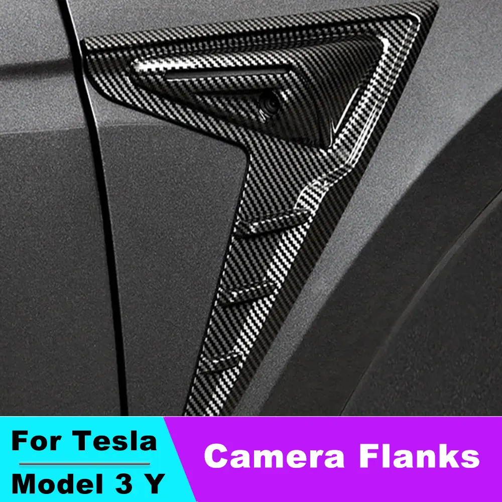 Camera Flanks For Tesla Model 3 Y Car Side Wing Panel Cover Spoiler Dust Cover Decoration Modification Accessories