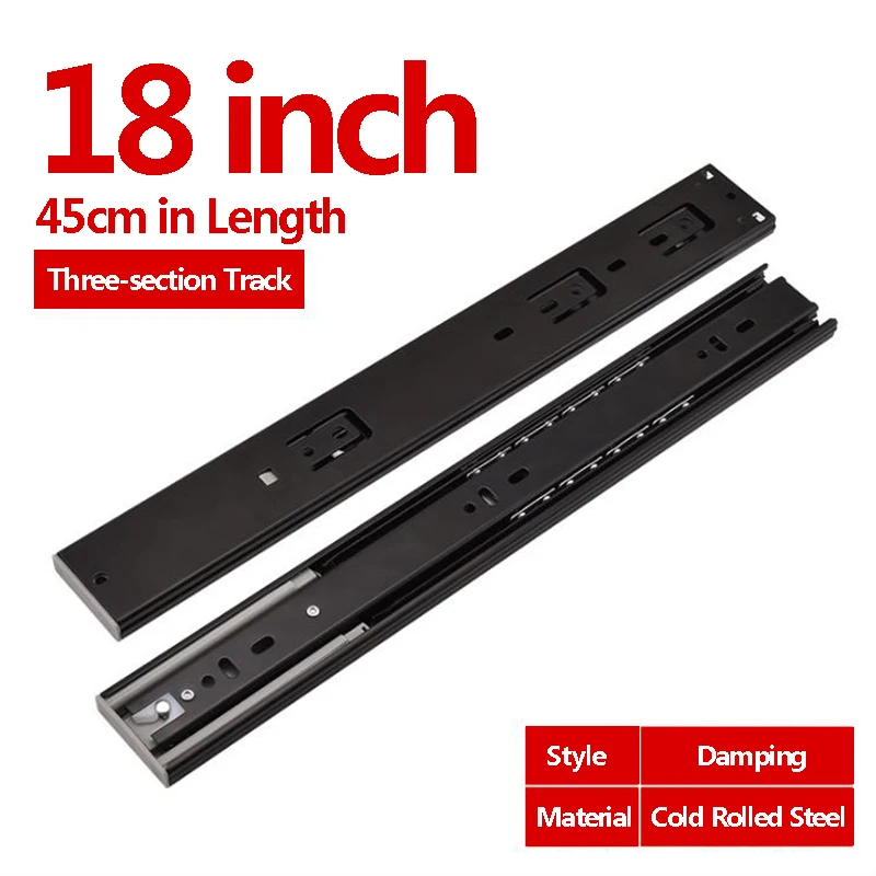 2Pcs  inch 3 Section Sliding Rails Drawer Slides Furniture Slide Steel Ball Bearing Slides Keyboard Cabinet Cupboard Dra