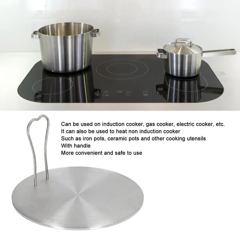 Kitchen Heat Diffuser Plate Anti Scald Handle Stainless Steel Induction Plate Electric Cooker Diffuser Adapter Converter