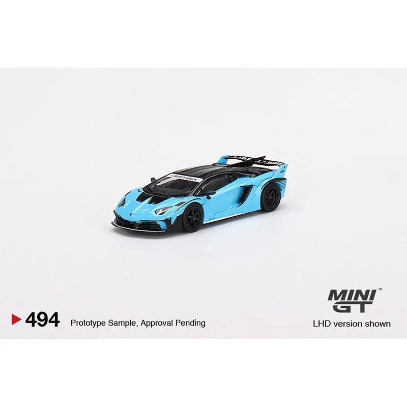 MINIGT 1:64 LBWK Aventador GT EVO Baby Blue Diecast Diorama Car Model Toys 494