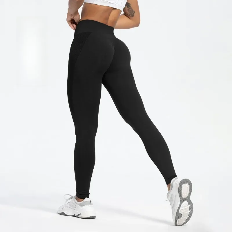 Running and Fitness Pants Seamless Hip Lifting High Waist and Abdominal Compression Peach Pants Elastic Yoga Pants for Women