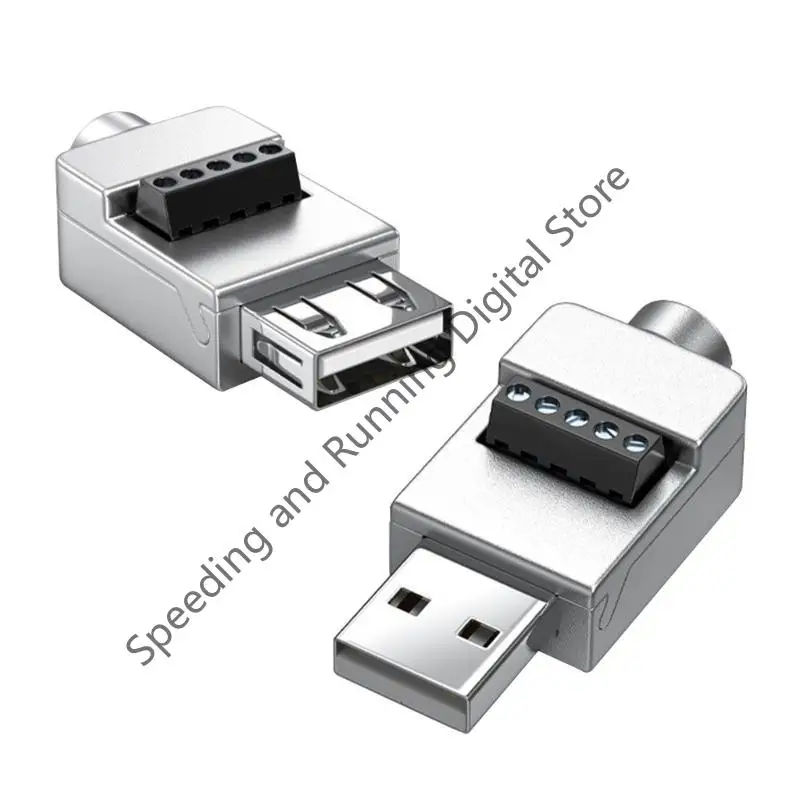 1Pcs USB 2.0 Type Male Female Turn 5Pin Terminal USB Turn Terminal Welding Plugs USB Plug Male Head Female Head Connector