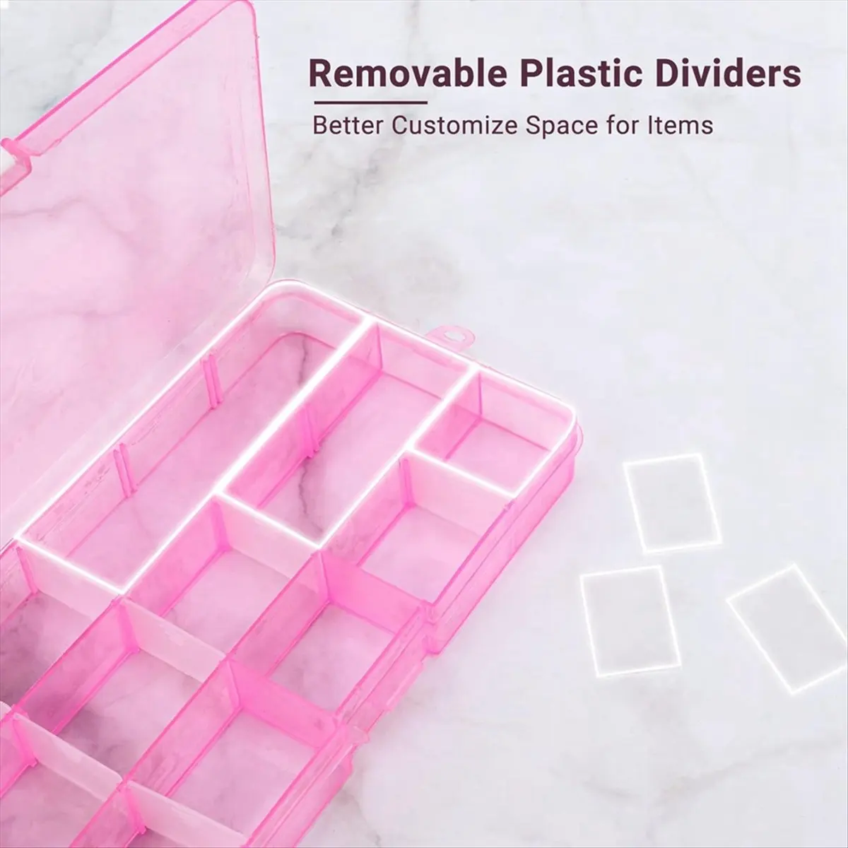 REST Small Compartment Organizer Case, 4PCS 15-Grid Adjustable Plastic Box with Dividers, Empty Storage Container